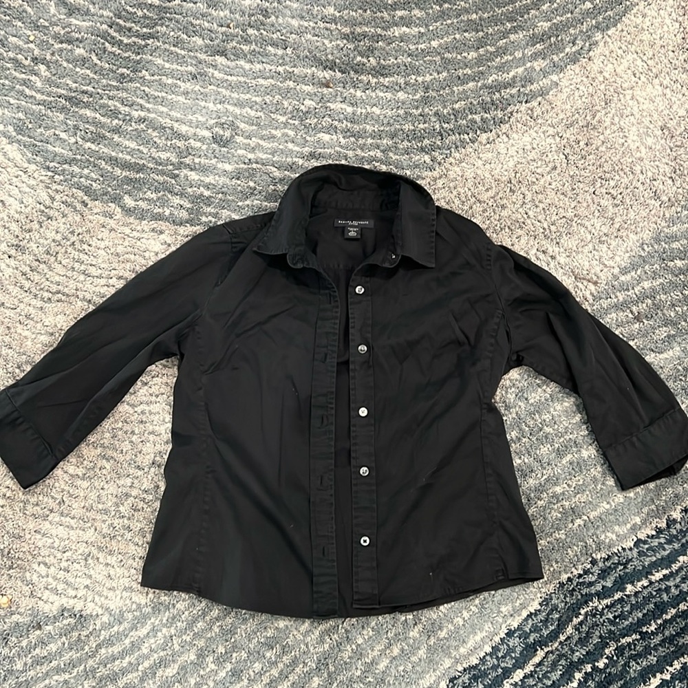 Banana republic 3/4 sleeve black button up large shirt
